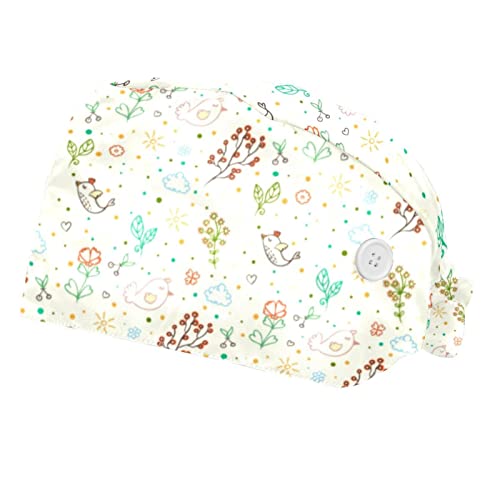 Casquette de travail respirante pour homme et femme JDEZ chapeau bouffant motif oiseaux