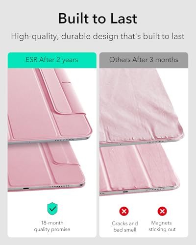 ESR for iPad Pro 11 Inch Case (M5/M4) Cover 2025/2024, Powerful Magnetic Attachment, Slim Trifold Stand Case, Supports Pencil Pro and Pencil (USB-C), Durable Protection, Rebound Series, Pink