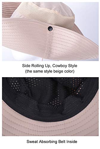 Huamulan Men Wide Brim Sun Hat Women Ponytail Hiking Garden Bucket Fishing Hats Upf50+ Waterproof Breathable With Circle Face Cover Mask #TOP3