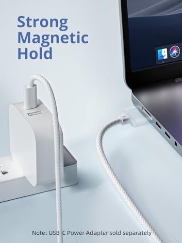 Image of USB-C to Magnetic 3 Cable for M4 MacBook Air Pro Charger, 140W Magnetic Safe 3 Cable for MacBook Air (15'' /13'' M4 2025, M3 2024, M2 2023, M2 2022), MacBookPro (16 inch /14 inch 2024 /2023 /2021), 2M /6.6ft White