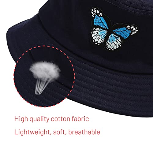 Image of Cotton Bucket Hat for Women Men Summer Travel Sun Beach Bucket Cap, Unisex Outdoor Fisherman Hat