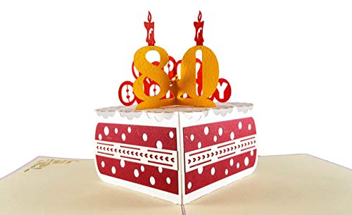 Igifts And Cards Happy 80Th Birthday Cake 3D Pop Up Card - Eighty, Awesome, Fun, Cool, Best Wishes, Unique, Special Occasion, Celebration, Husband, Wife, Best Friend, Bff, Congratulations #TOP1