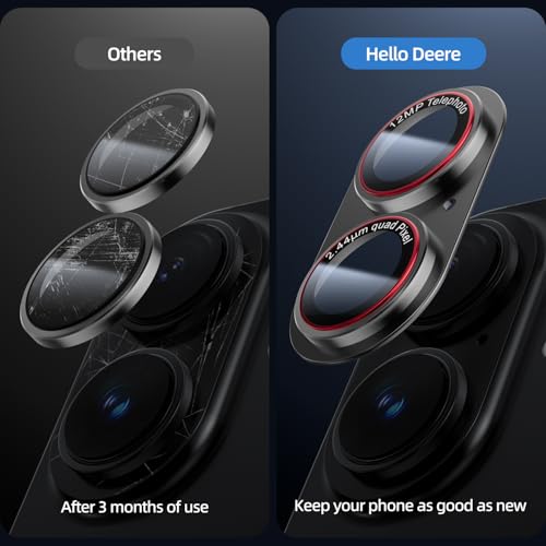 Image of HelloDeere 9H High-alumina Tempered Glass Camera Lens Protector for iPhone 17 Lens, Military-Grade Shatterproof with Strong Adsorption, Full Coverage Case-Friendly Cover (Black Titanium, iPhone17 - 2 Pack)