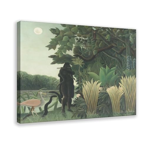 The Snake Charmer Rousseau sur toile de haute qualité avec cadre en bois suspendu