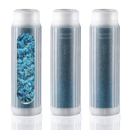 Ceoighe 3 Pack Reverse Osmosis 10 Inch Mixed Bed Color Changing Deionization Resin Filter Compatible with Aquatic Life RO/DI System, RODI Reverse Osmosis DI Water Filter Replacement