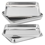 Biugaaufai 6 Pack Rectangle Stainless Steel Surgical Tray, 10.2 x 7.9 Inch Surgical Trays, Stainless Steel Medical Trays for Lab Instruments Organizer, Lab, Tattoo, Dental