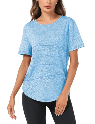 Terecey Camisetas Deporte Manga Corta Mujer Camiseta Tecnica Suelta Fitness Cuello Redondo Camiseta Deportiva De Secado Rápido Para Yoga Pilates Terecey Camisetas Deporte Manga Corta Mujer Camiseta Tecnica Suelta Fitness Cuello Redondo Camiseta Deportiva De Secado Rápido Para Yoga Pilates