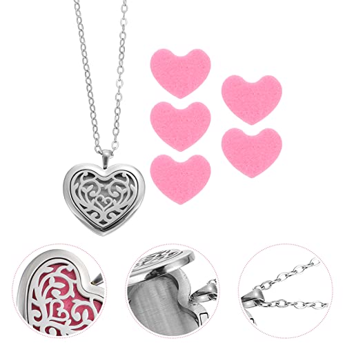 DOITOOL Colar de Pingente de Óleo Essencial Colar de Coração Colar de Aroma Colar de Medalhão de Aro