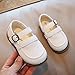Fashion Autumn Girls Casual Shoes Flat Round Toe Lightweight Solid Color Buckle Dress Shoes Simple Style Toddler Shoes (White, 12-15 Months)