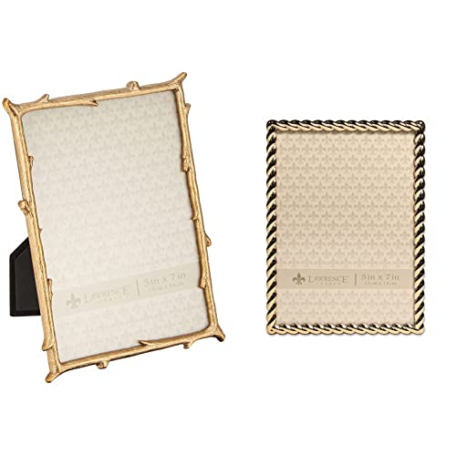 Lawrence Frames 5x7 Gold Metal Natural Branch Design Picture Frame & Rope Design Metal Frame, 5 x 7, Gold