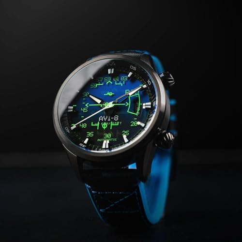 Image of AVI-8 Men's 44mm Hawker Harrier HUD Automatic Watch with Rubber /Leather Strap AV-4117