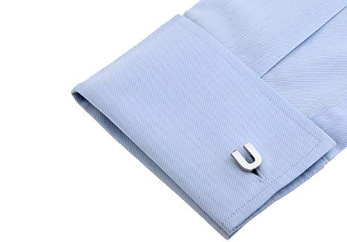Mancuernillas de plata con letra U para hombre miniatura 2