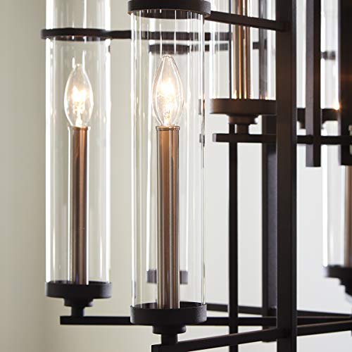 Feiss F2629/8+4Af/Bs Ethan Glass Candle Chandelier Lighting, Iron, 12-Light (30"Dia X 27"H) 720Watts #TOP3