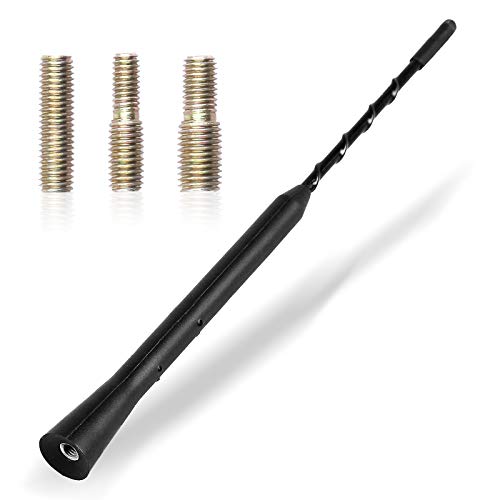 Car Aerial-Universal Car Radio Antenna,9 inch Car Roof Aerial Mast, Replacement Auto Radio Signal Antenna with 5mm 6mm Adapter,Excellent Reception Through FM/AM/DAB radio, Black
