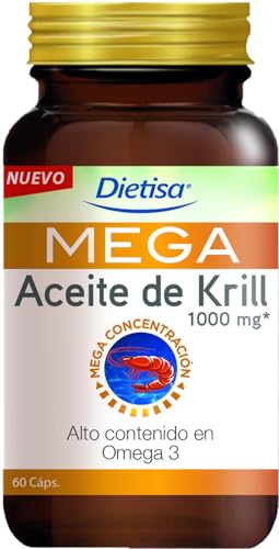 Mega Aceite de Krill, Complemento Alimenticio a Base de Auténtico Aceite de Krill, Rico en Omega 3, con Propiedades Antioxidantes - 60 Cápsulas