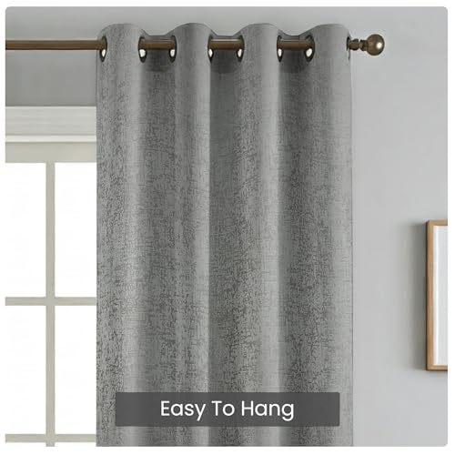 Image of FRESH FROM LOOM Supreme Texture Polyester Padre| Semi Black Out 80% Room Darkening Screens | Curtains for Home 9 Feet (Grey| 2pc Double Weaved Parda | Eyelet Ring | Long Door Curtain)