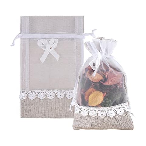 SumDirect Organza Drawstring Pouch with Bow Cover