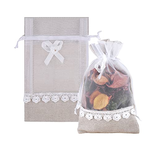 Bolsitas de lino transparente SumDirect para organizar joyas y decorar mesas de celebración