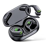 Auriculares Inalambricos Deportivos, Cascos Inalámbricos Bluetooth 5.4 HiFi Estéreo con 4 HD Mic, 50H Reproducción, IP7 Impermeable, Micrófono HD, Pantalla LED, Ideal para Gym Running Fitness - Negro