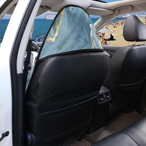 Image of Blue Marble Print Waterproof Sweating Car Seat Cover for Post Gym Workout Universal Front Seat Cover Easy to Install Universal Size Fit for Most Cars SUVs Trucks Vans