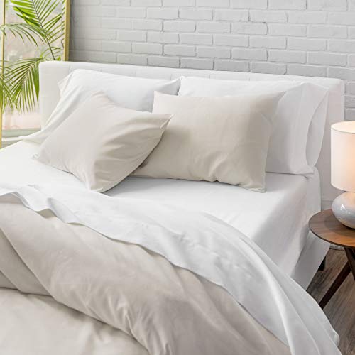 Welhome 300 Thread Count 100% Egyptian Cotton Percale Duvet Cover Set - Full  Queen Size (Taupe)- 92  x 96  - Cool - Deluxe Softness - Breathable - Machine Washable