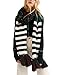 Free People Womens Nova Striped Tassel Winter Scarf B/W O/S