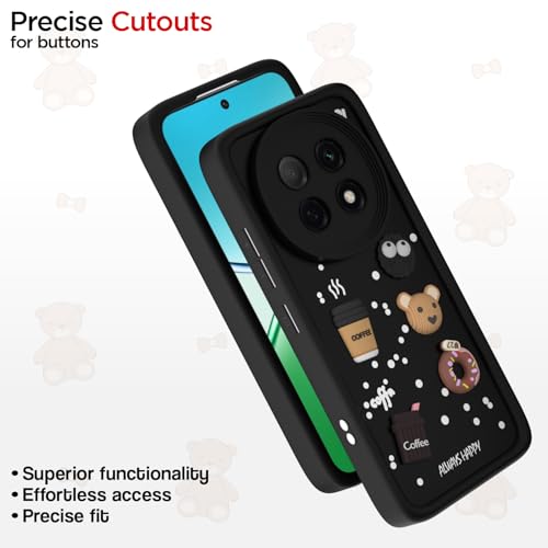 Image of Pikkme Back Cover for Oppo F29 Pro 5G | 3D Cartoon Silicone Case Cute & Fun Full Protective Bumper Cover (Black)
