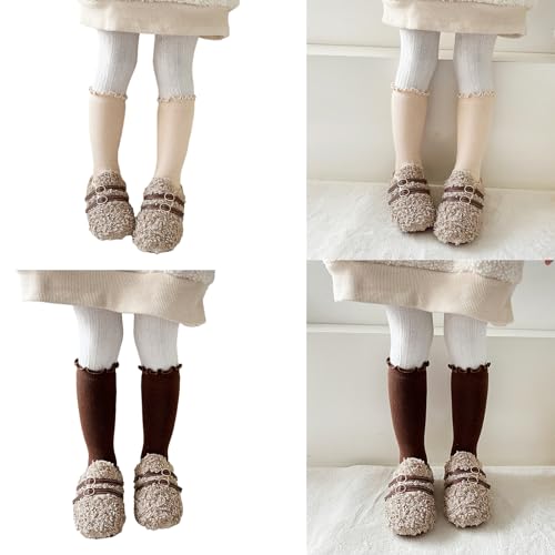 Breathable Terry Loop Hosiery Socks For Girls Toddler Cotton Knee High Ruffle Edge For Autumn Winter Warm Kids Socks2