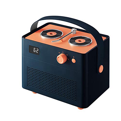 Tragbare Luftbefeuchter Retro-Plattenspieler 1300ml Double Jet Luftbefeuchter Mini Car Desktop-Befeuchter USB aufladbare,Blau