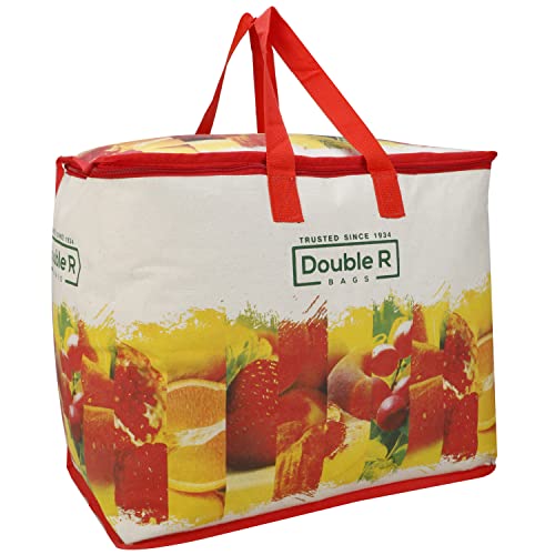 Image of DOUBLE R BAGS Multipurpose Clothes & Grocery Storage Organizer with Reinforced Cotton Handles, Zip Cover & 1 Compartment - Heavy Duty Canvas Bags (Multicolor, 43x27.9x43 cm, Pack of 4)