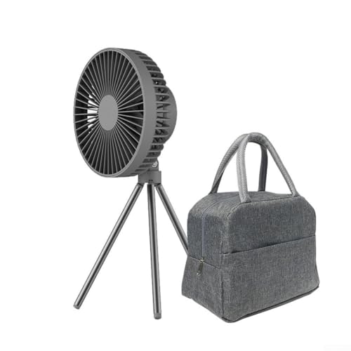 Ventilador de trípode portátil con carga USB, gran compañero para picnics o relajarse en casa con múltiples opciones de velocidad (sin gris claro)