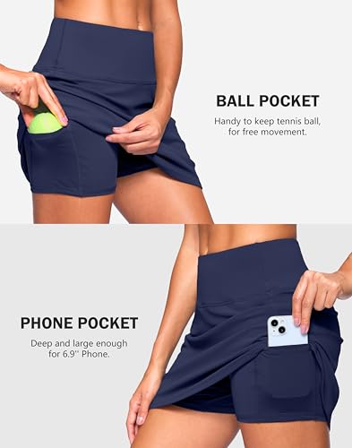 Image of SANTINY 13.5 inch /15 inch Skorts for Women with 2 Pockets High Waisted A Line Casual Pickleball Golf Skort Athletic Tennis Skirt