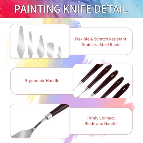 11 Spachtel Set für Strukturpaste Leinwand: 5 Spachtel für Acrylmalerei + 6 Palettenmesser Acrylmalerei Set, Malmesser Künstlerbedarf, Palette Messer Set, Zahnspachtel für Aquarell Ölgemälde Gouache