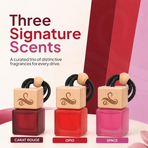 Image of Opio, Carat, Space Pack of Three 24ml | Perfume Inspired Fragrances | Strong Car Freshener with Odor Eliminator Technology | Air Freshener | Long Lasting Automotive Freshener by Perfa