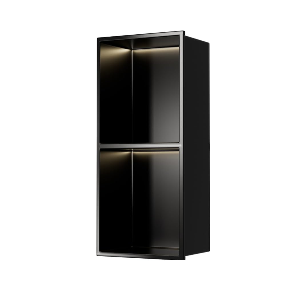 Niche de douche encastrée LED noire pour organiser une salle de bain moderne