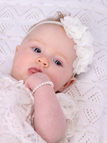Cherished Moments Baby Baptism Shoe with Lace in Light Ivory with Headband, Gift for Christening or Dedication for Baby Girl (Sizes 0)2
