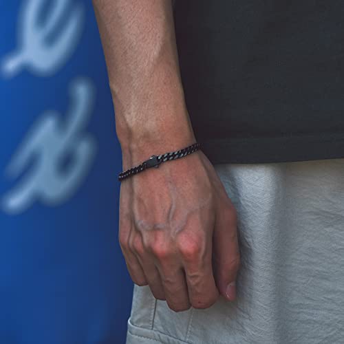 Richsteel Durable Cuban Link Bracelet For Men Black Chain Bracelets #TOP1