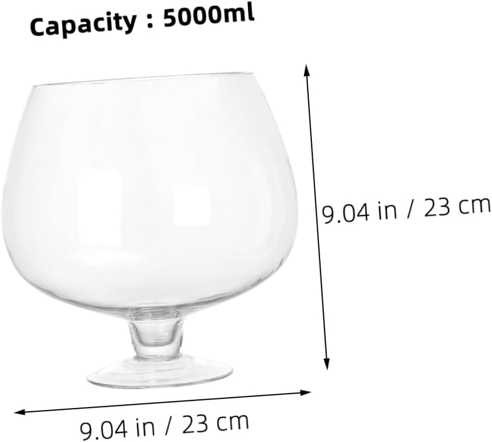 Glass Betta Fish Bowl Vase 5000ml Glass Desktop Aquarium Tank for Plant Fish