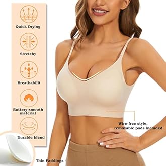 Low Back Bra for Women Wirefree Seamless Bra Backless Multiway Straps Convertible Halter Bra with Padded Removeable