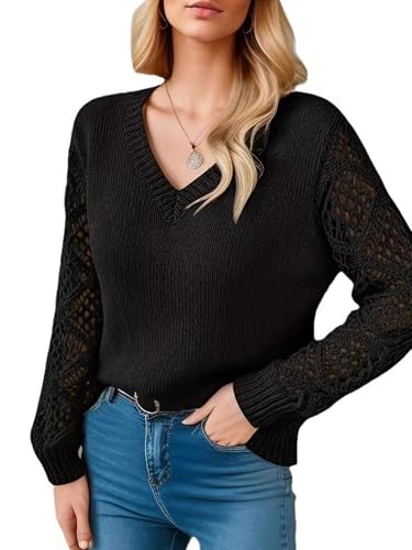 Image of ZAFUL Women's Cropped Sweater V-Neck Long Sleeve Pullover Jumper Knit Top | Crop Length, Ribbed Knit, Double V design, White sweater, Raglan sleeves, lantern sleeve, Fall & Winter, Loose fit, Oversized