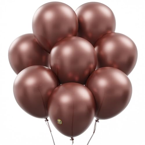 Image of AFTERLOON Biodegradable Natural Rubber Latex Balloons 24 pcs Pearlized Chestnut Brown 10 Inch, Plastic-Free Alternative Pearlescent Durable Thickened Extra Strong Helium Float, ballon Globos Decor