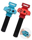 Wiilkac Upgrade Wrist Bands for Just-Dance 2024/2023/ 2022/2021/2020 Switch, Two Size Comfortable Adjustable Elastic Dance Strap for Switch Joystick Controller, 2 Pack(Red+Blue)