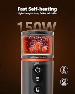 CONQUECO Machine à Cafe Portable - Cafetière à Expresso Chauffage Électrique de Voyage - pour 12V Voiture et le Camping - Compatible avec les Capsules Nespresso et les Capsules Starbucks