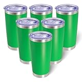 AIANJI 20oz Tumbler Bulk Stainless Steel Tumblers with Lid Vacuum Insulated Double Wall Travel Coffee Mug Powder Coated Tumbler Cup for Hot and Cold Drinks(Green, 6 pack)