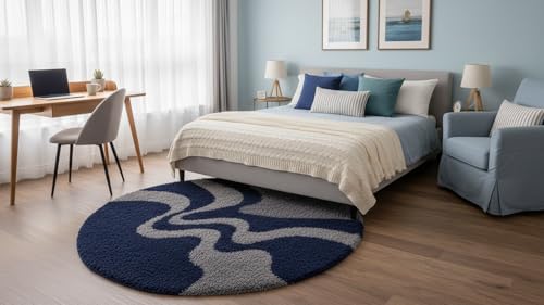 Image of Vintage Threads (Grey Cut 5x5 Ft Shaggy Carpet for Living Room & Bedroom | Ultra Soft Plush Long Pile Rug | Thick Fluffy 3D Modern Floor Carpet | Cozy Luxury Home Decor Rug