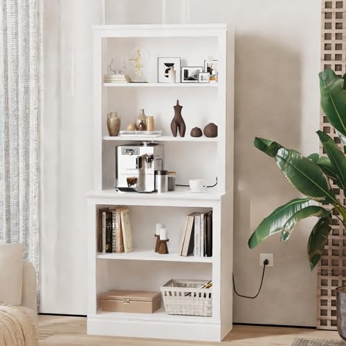 Blini White 5-Shelf Wood Bookcase, 72