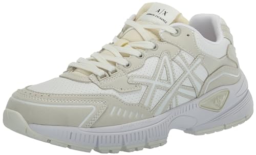 Image of Armani Exchange Men's Chunky Lace Up Logo Sneaker, Ivory /Op.White, 11