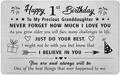 FALOGI Granddaughter 18th Birthday Card - Happy 18 Year Old Birthday Card for Granddaughter - Birthday Gifts for 18 Year Old Granddaughter, Metal Engraved Wallet Card