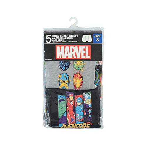 Marvel Boys' Avengers Boxer Briefs with Assorted Hero Prints Including Iron Man, Hulk, Thor & More in Size 4, 6, 8, 10, 122