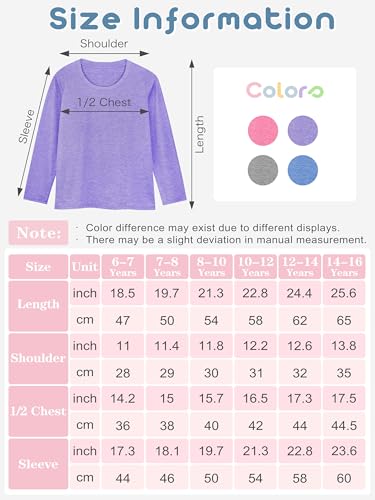 Meninas Camisa de Manga Longa Atlético Ativo Dry Fit Gola Redonda Camiseta Soft Activewear Camisas p